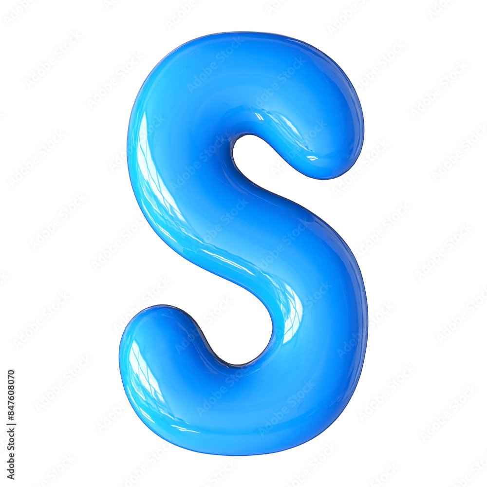 Naklejka premium Blue 3D Font Letter S uppercase
