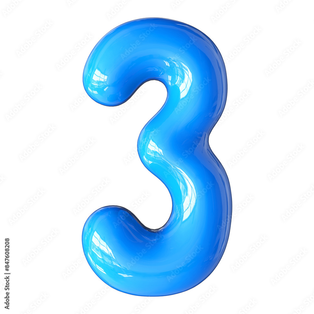Blue 3D Number 3 Blue 3D Number 3