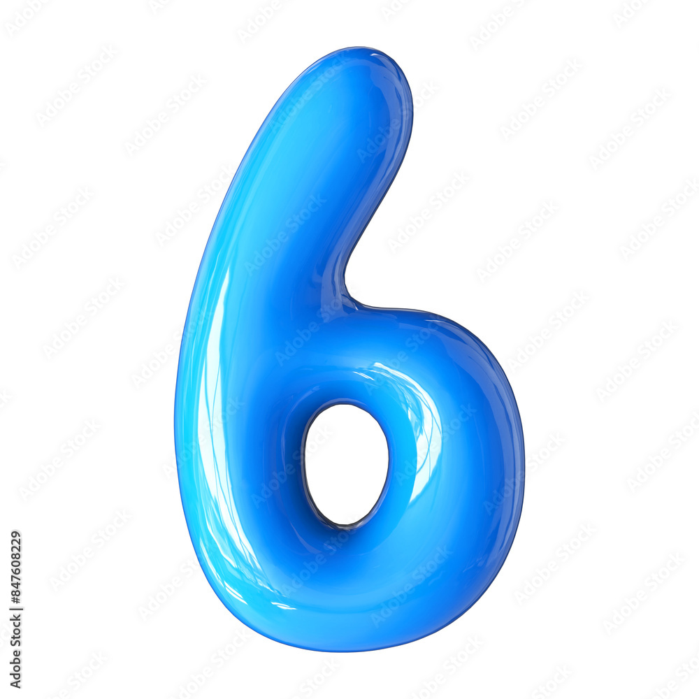 Blue 3D Number 6 Blue 3D Number 6