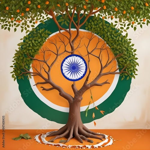 Indian flag tree Indian Independence Day photo