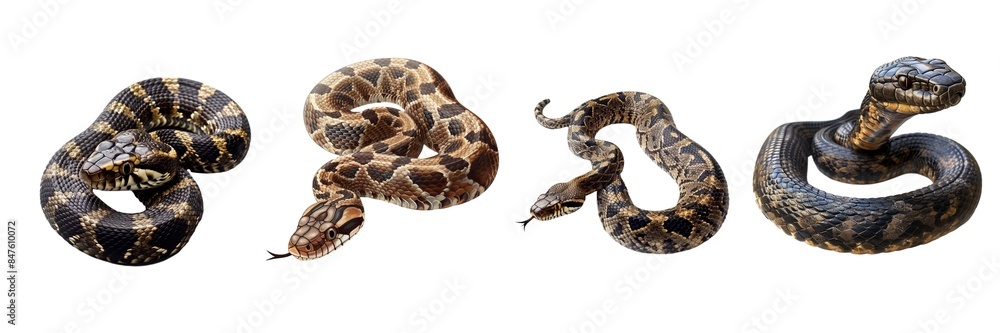 Obraz premium Collection of snake symbol 2025 year isolated on transparent background. Generated Ai