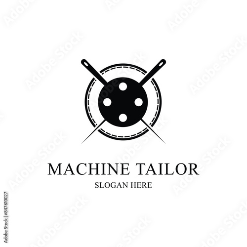 machine tailor logo design concept with label circle