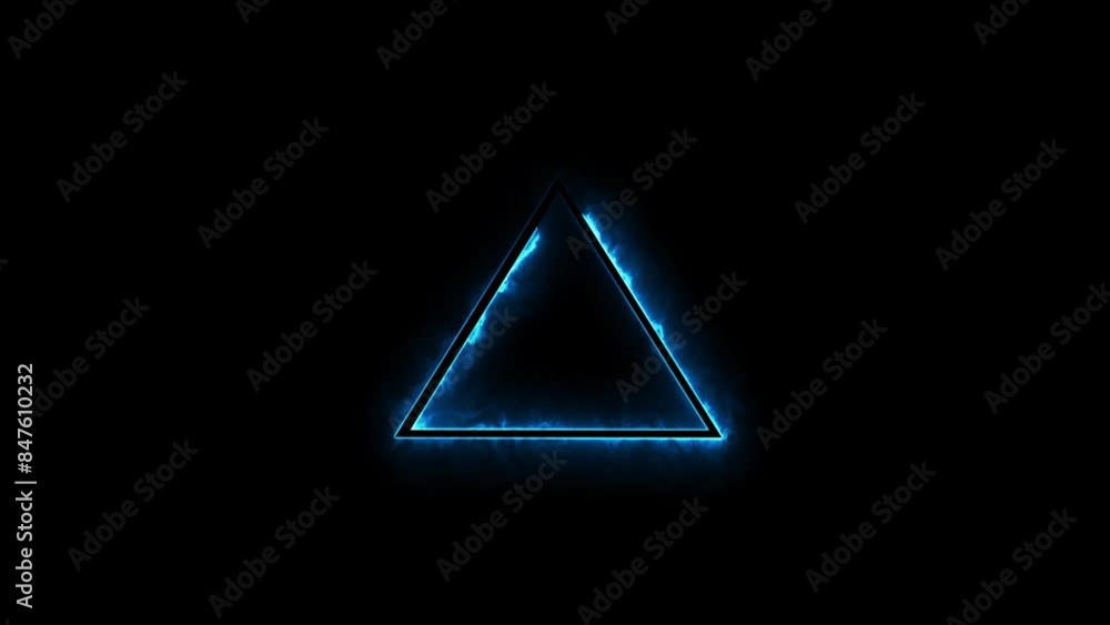 Glowing neon triangle border frame and seamless loop animation background.