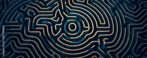 Intricate labyrinth maze challenging the mind and spirit. Vector flat minimalistic isolated illustration.