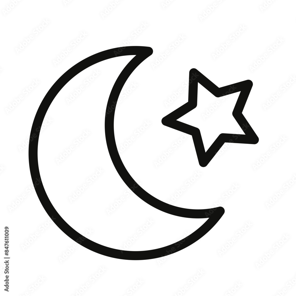 Crescent Moon and Star Icon Ideal for Islamic Festivals and Religious Themes Crescent Moon and Star Icon Ideal for Islamic Festivals and Religious Themes