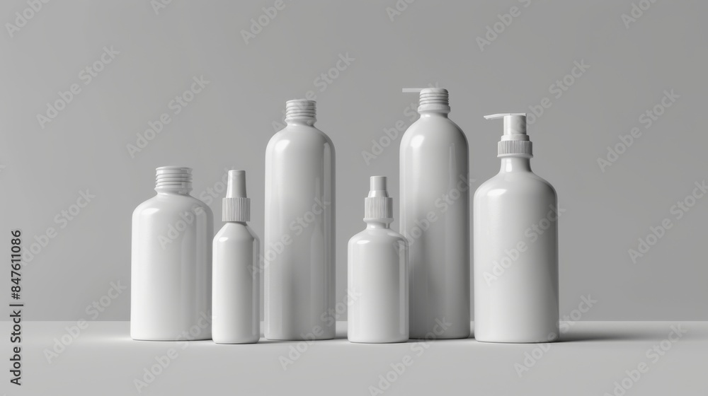 Cosmetic bottles mock up illustration generated by ai Cosmetic bottles mock up illustration generated by ai