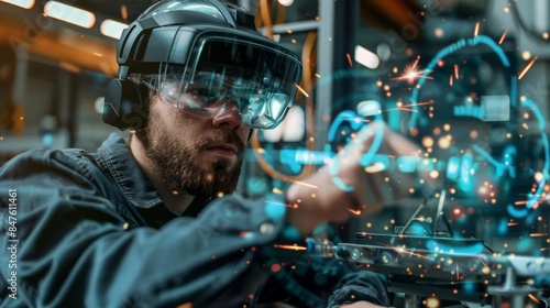 Naklejka Augmented reality developers crafting applications that enhance realworld experiences for users