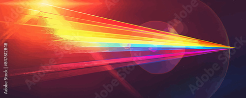 Prismatic prism refracting sunlight into a vibrant spectrum of colors. Vector flat minimalistic isolated