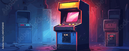 Retro arcade game character with pixelated design Vector flat minimalistic isolated