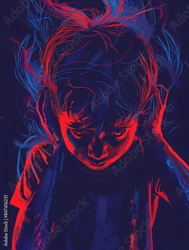 A youth struggling with psychological distress and cognitive disruptions caused by a traumatic incident.