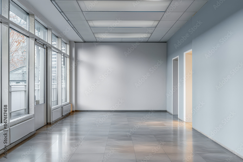 Empty office space with minimal furniture and copy space for text. Empty office space with minimal furniture and copy space for text.