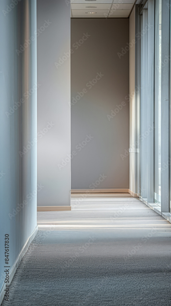 Empty office space with minimal furniture and copy space for text. Empty office space with minimal furniture and copy space for text.