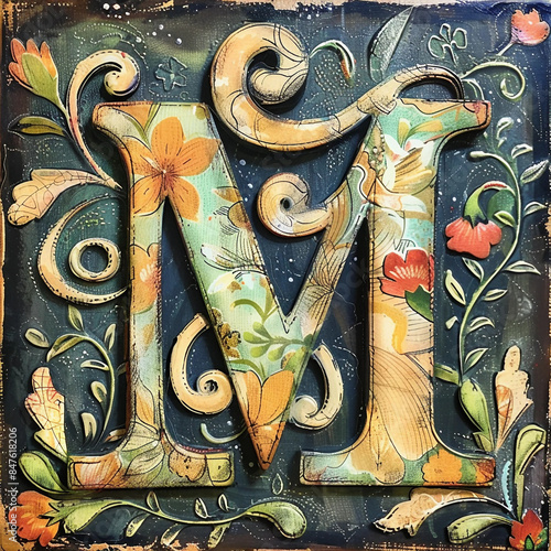 letter M with beautiful scene generative ai 