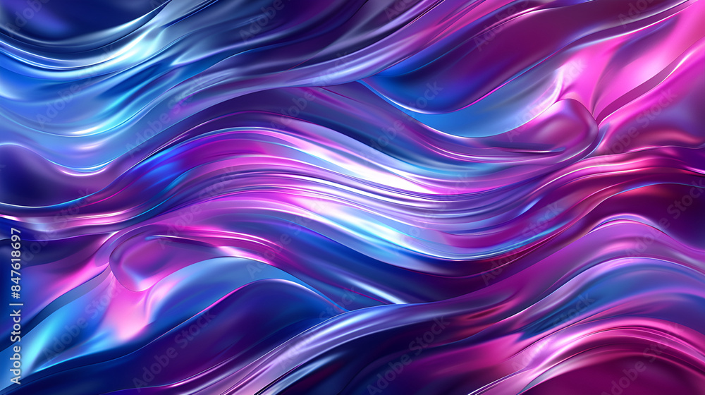 Glossy metallic surface with flowing curves. Fluid waves of pink and blue,Abstract liquid wave wallpaper. Creative holographic background. For banner, postcard, book illustration, card. Cre
Glossy metallic surface with flowing curves. Fluid waves of pink and blue,Abstract liquid wave wallpaper. Creative holographic background. For banner, postcard, book illustration, card. Cre