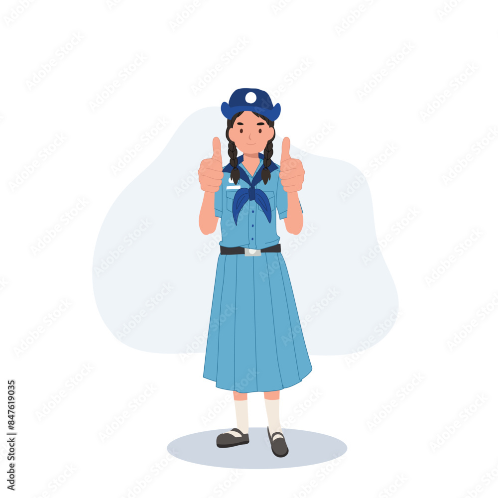 Thai Girl Scout Giving Thumbs Up in Uniform. Youth Empowerment and Positivity Thai Girl Scout Giving Thumbs Up in Uniform. Youth Empowerment and Positivity