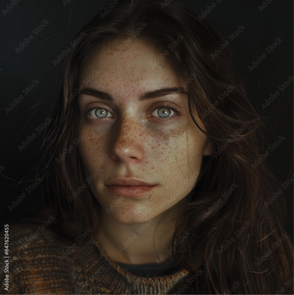 photo of a basic 30 years old woman , Beautiful model, has freckles, colored eyes, looking at the camera photo of a basic 30 years old woman , Beautiful model, has freckles, colored eyes, looking at the camera