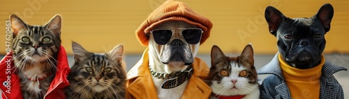 Stylish Pets Strutting on Runway in Fashionable Outfits at Pet Fashion Show photo