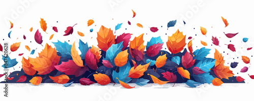 A pile of colorful autumn leaves ready for jumping into. Vector flat minimalistic isolated illustration.
