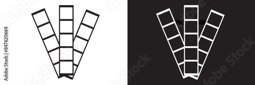 Blank photo booth strip template. Clipart image. isolated on white and black background.  EPS 10