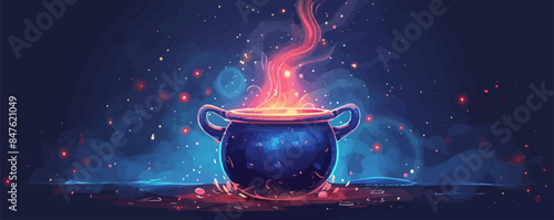 bubbling cauldron. Vector flat minimalistic isolated illustration.