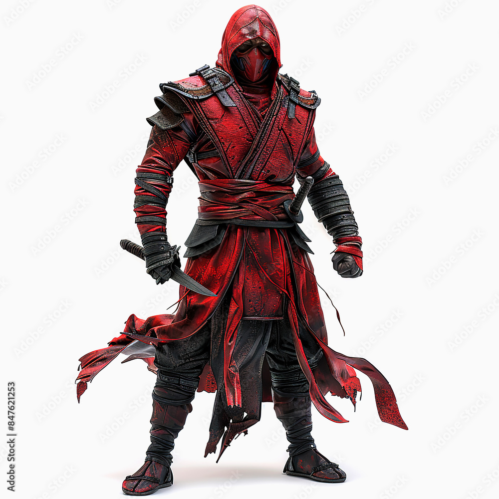 Realistic assassin on white background. 3D assassin creed cartoon character. Realistic assassin on white background. 3D assassin creed cartoon character.