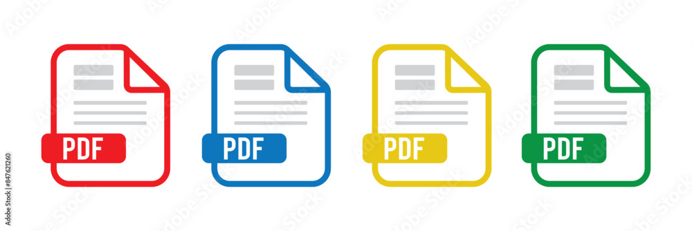 PDF file icon format. Pdf download document image button vector doc icon PDF file icon format. Pdf download document image button vector doc icon
