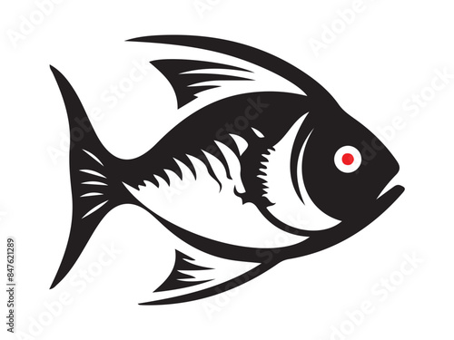 Vector Outline Cute Fish Icon. Isolated Pictogram on White Background Stock Vector - Illustration