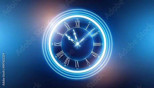 speedometer on red background, time is money concept, clock on the wall, A futuristic digital clock light effect. A glowing silhouette of a clock representing time. Background laser blue neon clock 