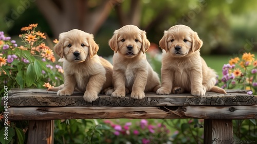 Three golden retriever puppies © IHAR