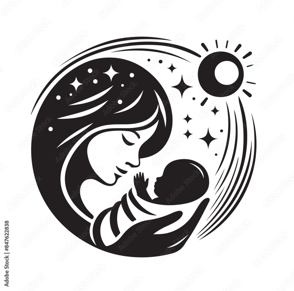 Mom and Baby logo design, Mom and baby logo template.vector illustration Mom and Baby logo design, Mom and baby logo template.vector illustration