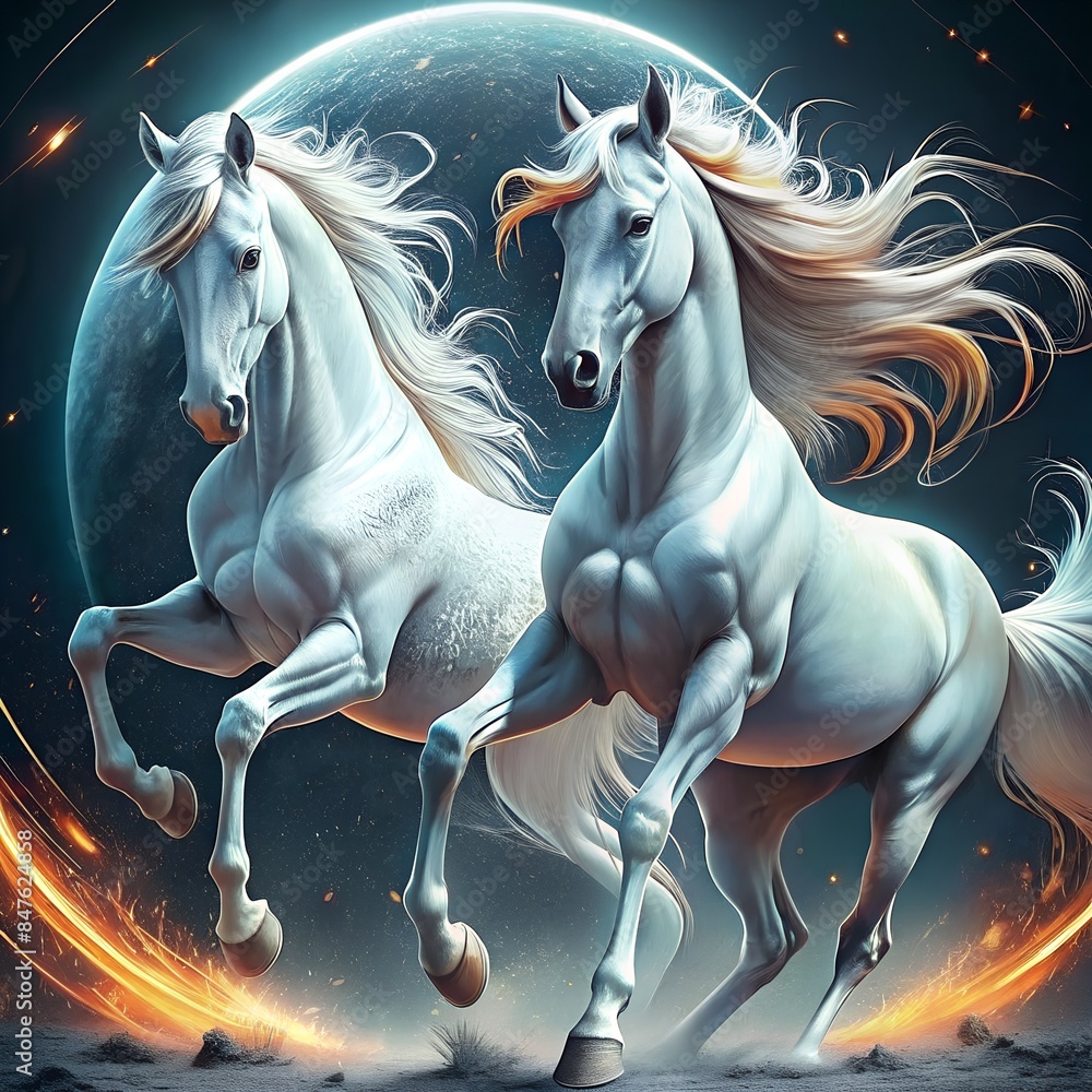 Naklejka premium horse in the night sky