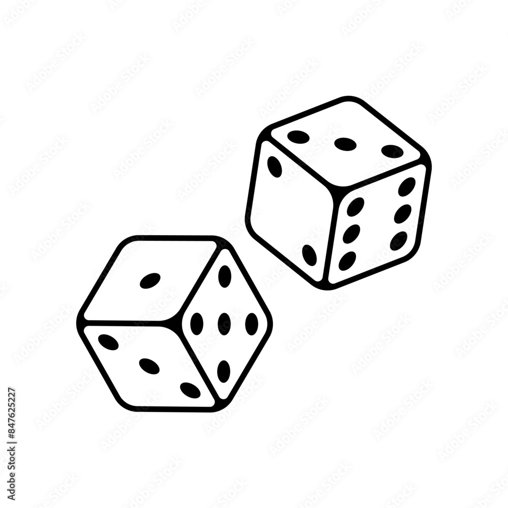 Two dice line icon isolated on white background. Two dice line icon isolated on white background.