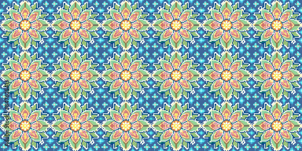 Pixel Art Abstract Lotus Pattern Pixel Art Abstract Lotus Pattern