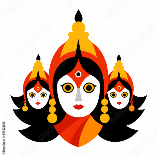 three face Jagannathan rath yatra round Jagannathan vector illustration	 photo