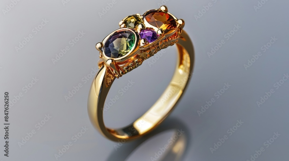 Elegant gold ring with gemstones for women Elegant gold ring with gemstones for women