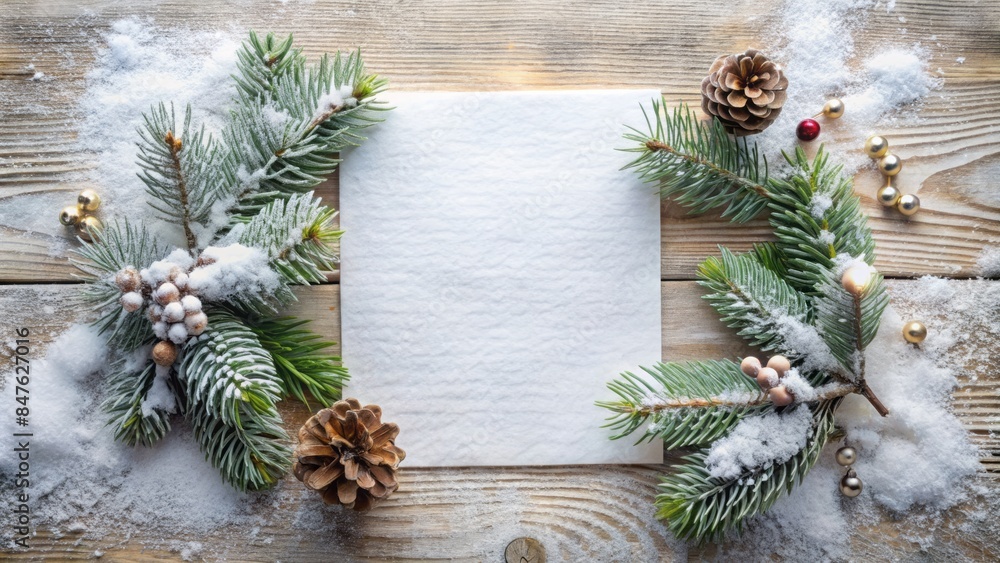 Feel the tranquility of the season in every word you write on this serene white letter paper surrounded by wintry textures without text Feel the tranquility of the season in every word you write on this serene white letter paper surrounded by wintry textures without text