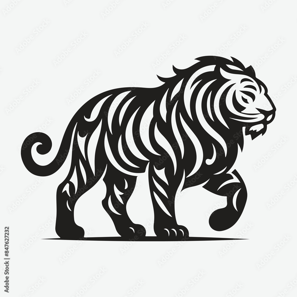 Fototapeta premium Majestic Tiger Silhouette Set, Unleash the Wild in Your Designs