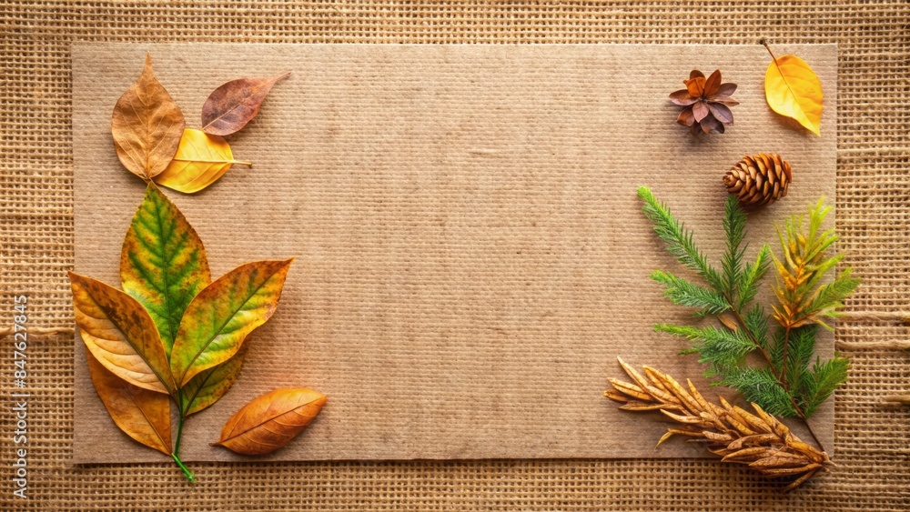 Construct top-view scene paper dried foliage textured background text space embrace nature's tranquility Construct top-view scene paper dried foliage textured background text space embrace nature's tranquility
