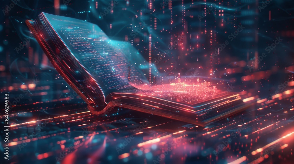 Digital Futuristic Learning: Modern Digital Book in Sleek Futuristic Style Digital Futuristic Learning: Modern Digital Book in Sleek Futuristic Style