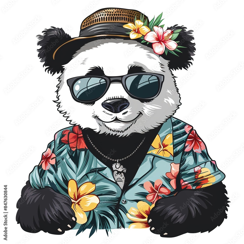 Fototapeta premium Panda tropical fashion