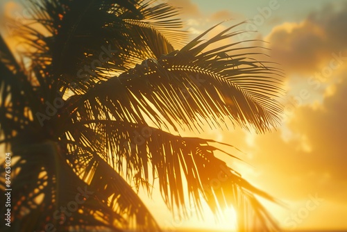 A coconut tree swaying in the wind © khalida