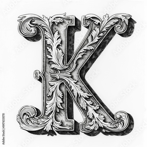 letter k isolated on white background generative ai