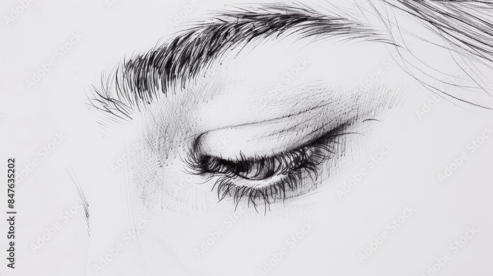 Fototapeta premium The image shows a beautiful eye with long eyelashes