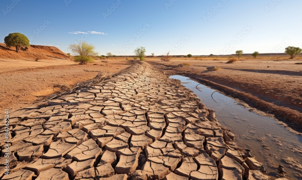Desolate Earth: A Realistic Depiction of Water Scarcity and Drought in a Dry Riverbed Under the Harsh Impact of Global Warming Desolate Earth: A Realistic Depiction of Water Scarcity and Drought in a Dry Riverbed Under the Harsh Impact of Global Warming