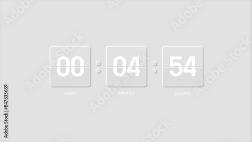 Countdown Minimal Embossed 3d Flat Design Rounded Timer 5 Minutes Animation 4K Footage Motion Video