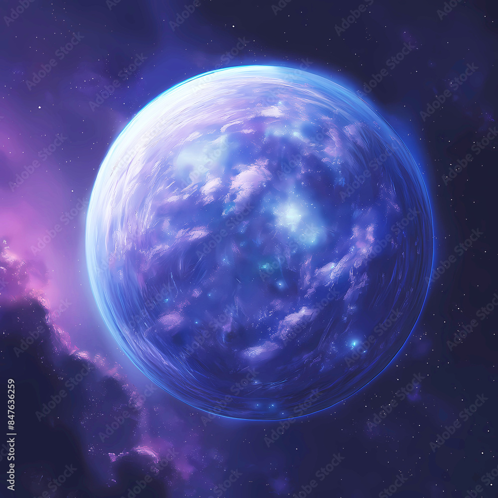 Watercolor planet in purple color. Generative ai.