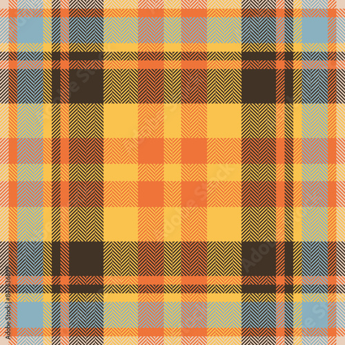 Plaid check pattern in orange and red colors. Seamless fabric texture. Tartan textile print. photo