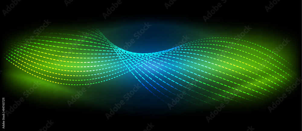 Neon wave lines with blend effect. Vector Illustration For Wallpaper, Banner, Background, Card, Book Illustration, landing page Neon wave lines with blend effect. Vector Illustration For Wallpaper, Banner, Background, Card, Book Illustration, landing page