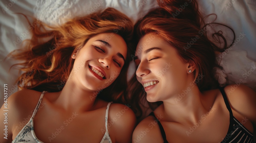 Embracing Diversity: Close-Up of Smiling Lesbian Couple, Lying in Chic Suit, Advocating for Love and Equality in Same-Sex Relationships Embracing Diversity: Close-Up of Smiling Lesbian Couple, Lying in Chic Suit, Advocating for Love and Equality in Same-Sex Relationships