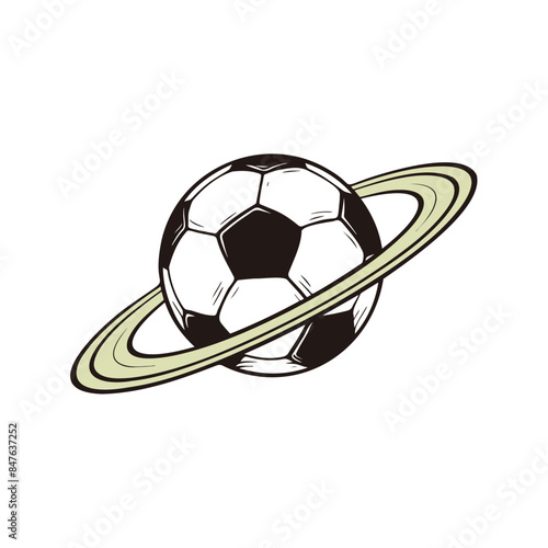 Illustration of soccerball with saturn rings